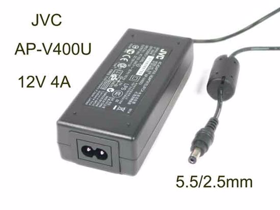 JVC AC to DC (JVC) AC Adapter NEW Original 12V 4A, 5.5/2.5mm, 2-Prong JVC AC to DC (JVC) AC Adapter NEW Original 12V 4A, 5.5/2.5mm, 2-Prong