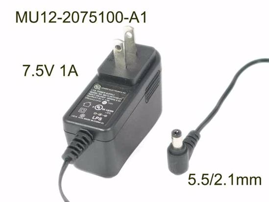 LEI / Leader MU12-2075100-A1 AC Adapter NEW Original 7.5V 1A, 5.5/2.1mm, US 2-Pin , New LEI / Leader MU12-2075100-A1 AC Adapter NEW Original 7.5V 1A, 5.5/2.1mm, US 2-Pin , New